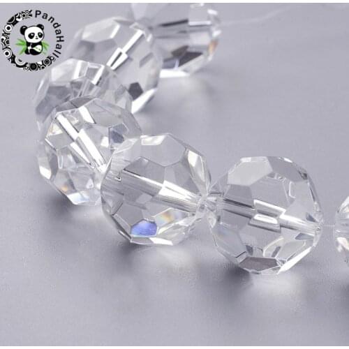 1 Strand 6/8/10/12/18/20mm Clear Faceted Glass Round Beads for Jewelry Making DIY bracelet necklace accessories