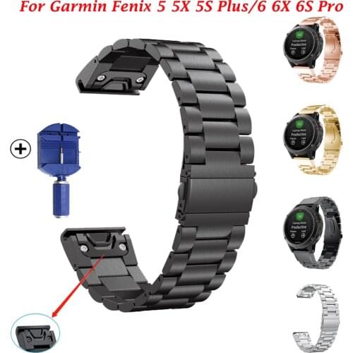 26 22 20mm Watchband For Garmin Fenix6 6X Pro 5 5X Plus 3HR Stainless Steel Fenix6 Fenix5 Watch Quick Release Easyfit WristStrap