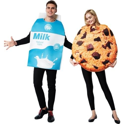 Snailify 2pcs set Adult Cookies And Milk Costume Halloween Costume For Couple Men Milk Costume Women Cookies Cosplay