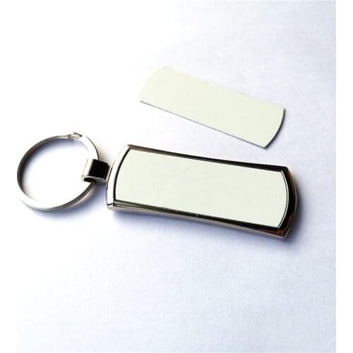 Sublimation blank long Rectangle metal key ring hot transfer printing keychains material can print it on both sides 100pcs/lot