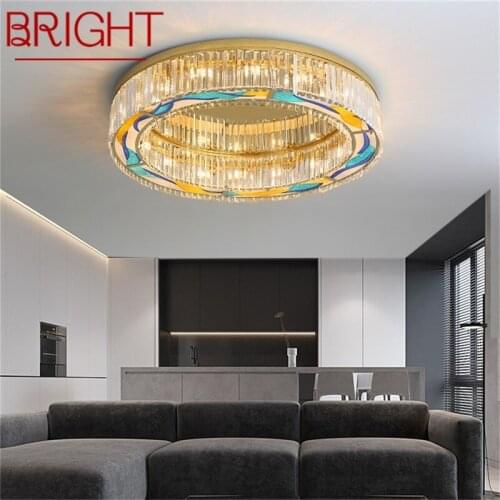 BRIGHT Postmodern Ceiling Light Gold Luxury Crystal Lamp Fixtures LED For Home Living Dining Room