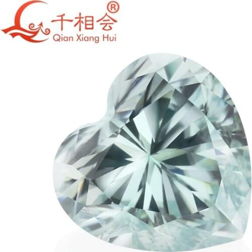 Light blue color heart shape Sic material moissanite loose gem stone qianxianghui
