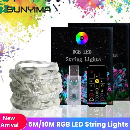 5M 10M LED Colorful Copper Wire Lamp String Outdoor Lighting for Garden Decoration Christmas Street Garland Home RGB Fexible