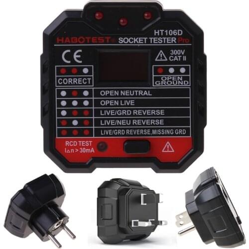 HT106 Digital Display Plug in Socket Voltage Outlet Tester Electric Fault Checker Advanced Circuit Line Wall Plug Finder