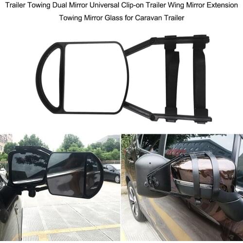 Universal Trailer Towing Dual Mirror Clip-on Trailer Wing Mirror Extension Towing PP Nylon Mirror Glass for Car Caravan Trailera