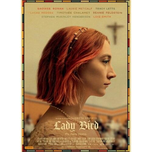 Vintage Poster Movie Lady Bird Wall Decor Retro Canvas Painting for Interior Art Prints for Bedroom Frameless Home Room Decor