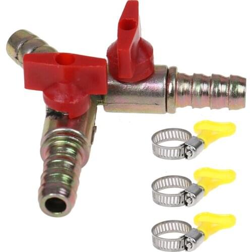 Y Type 3 Way Shut Off Ball Valve With Clamp Fitting Hose Barb Fuel Gas 8MM