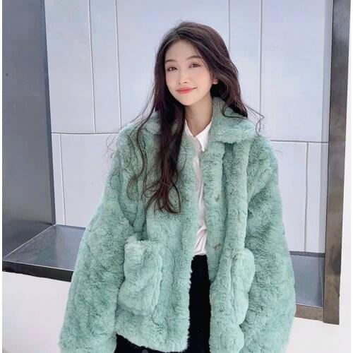 2021 New Korean Version of Loose Lamb Wool Faux Fur Leopard Print Fur Coat Women Winter Plush Jacket Women Winter Short