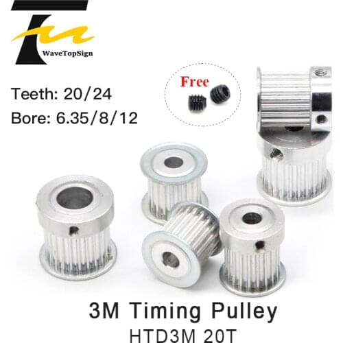 Timing Pulley HTD 3M Gear Pulley Synchronous 20 Teeth Width 15mm Bore 6.35 8 12mm for DIY CO2 Laser Engraving Cutting Machine