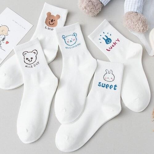 1PC Socks Womens Autumn And Winter Pile Cartoon Medium Tube Solid Color Stockings