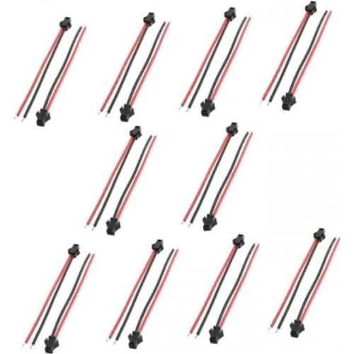 10 Pairs 2pin Connector JST SM 2 Pins Plug Male To Female Wire Single Color LED Cable Belt Tape Lights