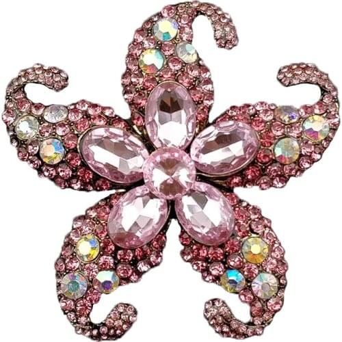 10pieces/lot free shipping Bridal Wedding Brooch Bouquet multicolour crystal starfish brooch pins