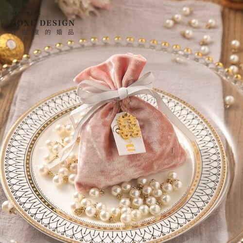 10pcs/lot Pink and red velvet Sugar bag Wedding Wedding Candy Box Small Thanksgiving Gift Packaging Party Favor free shipping