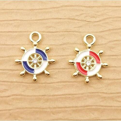 10pcs 11x13mm small enamel rudder charm for jewelry making fashion earring pendant necklace charm bracelet charm diy finding