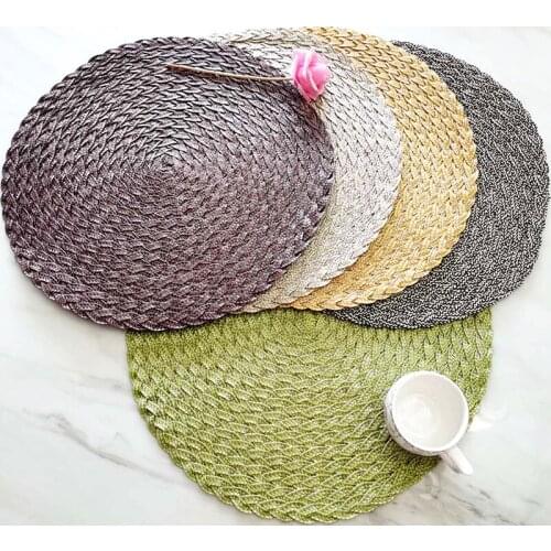 38CM Thickened Placemat Heat Insulation Pad Round Table Mats Non-Slip Drink Cup Coasters Dining Table Decor 2PCS