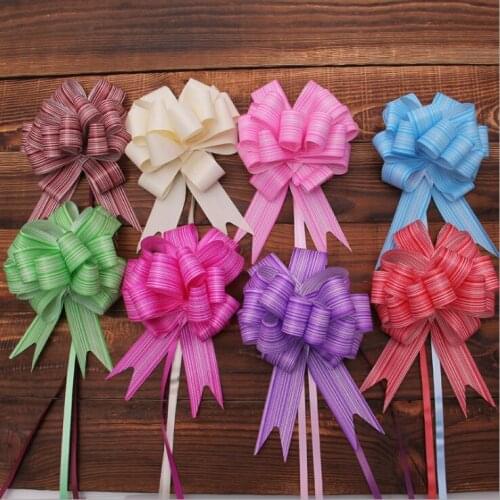 60 Pcs Creative 3cm PP Pull Bow Ribbon for Gift Flower Bowknot Gift Packing DIY Party Wedding Car Room Decoration 8 Colors
