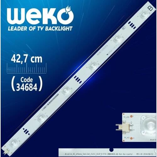 ARCELİK_42_ATHENA _ 5 X6 + 5 X6 _ 2121C _ 6 S1P _ R P74 ZBB60600-AA NON HORİZONTAL REV.V0 42,7 CM 6 LED (WK-20)