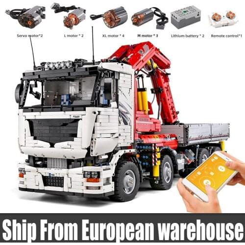 Mould King 19002 Car The MOC-8800 App Motorized Pneumatic Crane Truck Building Blocks Assembly Car Model Christmas Gift