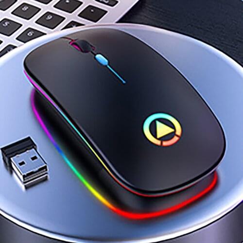 2.4Ghz 4-Button 1600DPI Wireless Charging Bluetooth Mouse Silent Silent Mouse LED Colorful Backlight Wireless Optical Mouse Mice