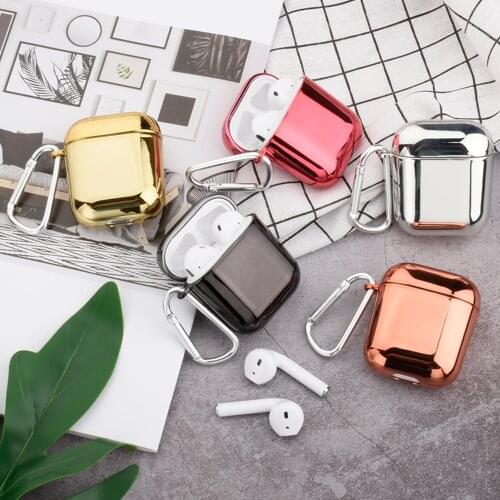 Electroplated Hard PC Earphone Protective Case For AirPods 2 1 Wireless Bluetooth Headset Case For Airpods Case Accessories Bags