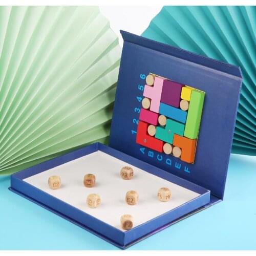KUDIAN BEAR Montessori Toys Wooden Puzzle Children Spatial Cognitive Logic Board Game Educational Toy for Kids Gifts YZX004 PR49
