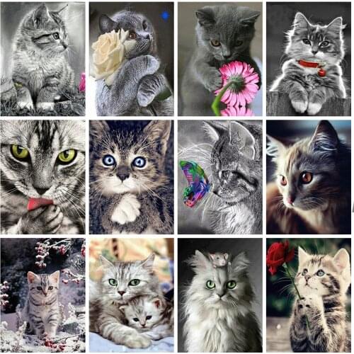 Jenkins 5D Diy Diamond Painting Animals Beloved Smart Cat Diamond Embroidery Mosaic Rhinestone Pictures Full Square Home Decor