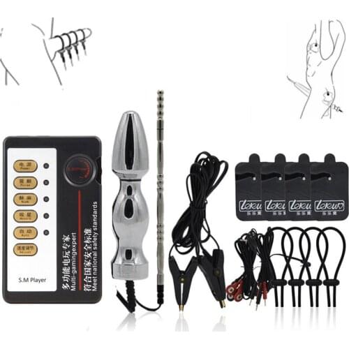 Electro Therapy Pulse Sex Massage Pad Nipple Clamps Anal Plug Penis Ring Catheter Sounds Electric Shock Stimulate Adult Sex Toys