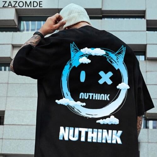ZAZOMDE Devil Print T Shirt Men Japanese Harajuku Tops Streetwear Casual Black Oversized Tops 2021 Summer Japan Tshirts Males