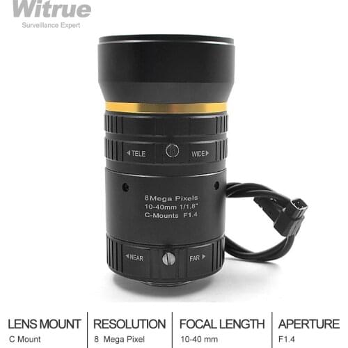 HD 8Megapixel 10-40mm CCTV lens 1/1.8" IR F1.4 DC Auto Iris Varifocal C mount Low Distortion FA lens for IP Security Camera