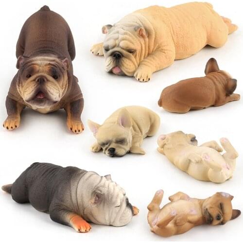 Simulation French Bulldog Figurines Solid Dog Model Figures Toys Christmas Birthday Gift Party Decoration for Kids
