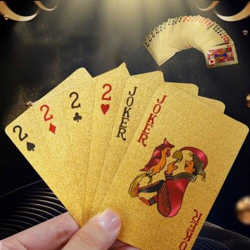 JIAYI 24K Gold Playing Cards Poker Game Gold Foil Poker Card Waterproof Texas Hold'em Black Jack Game Card Poker Game Board Game