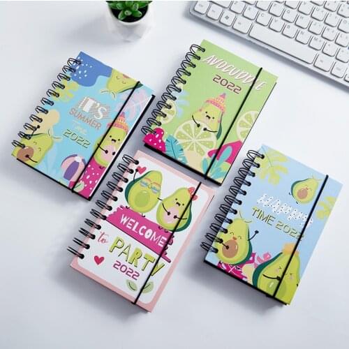 Kawaii Avocado Weekly Planner Notebook Journal Agenda 2021 2022 Diary Girl Coil notebook A6 School Stationary Office Supplies