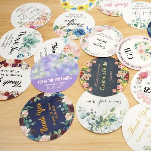 96Pcs 5cm/2in Round Wedding Sticker Custom Photo Waterproof Personalized Name Label Party Favor Stickers Candy For Gift Boxes