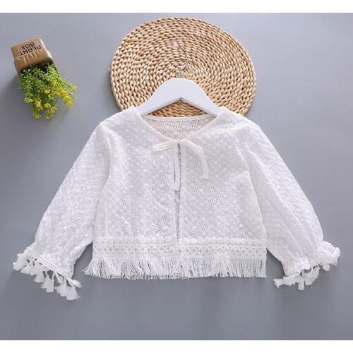 Girls Summer Floral Lace Wrap tassel Sunblock lace cardigan Village Style Shawl Bolero Jacket Cape coat for 2 4 6 8 10 12 14 Y