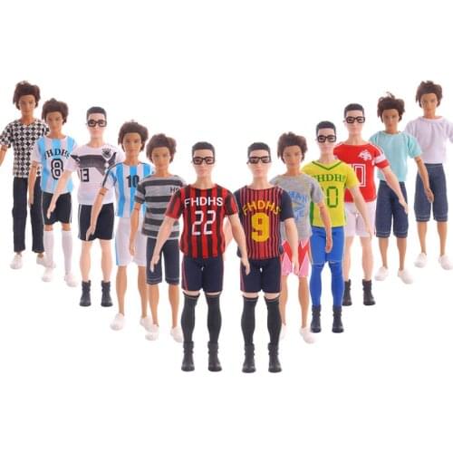 ZWSISU 12 Styles Hot Sale Short sleeved T-shirt + jeans Suit Clothing For Ken Doll Accessories Gift Accessories for Doll