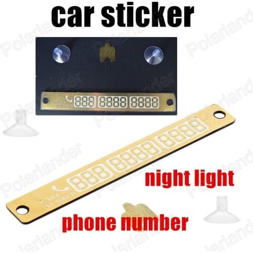 Best selling Only Gold Color Car Styling Luminous Parking Card With Suckers And Night Light Phone Number Card Plate