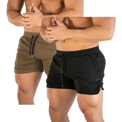 Mens Fitness Shorts Muscle Fit Mesh Fabric Bodybuilding Short Workout Gym Casual Quick-drying Breathable