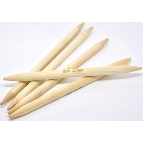 20cm Bamboo DP Knitting Needle Hand Sewing Crochet Hook Set Tool DIY Weaving Accessories For Yarn ( US Size 15/10.0mm ) 5PCs/Set