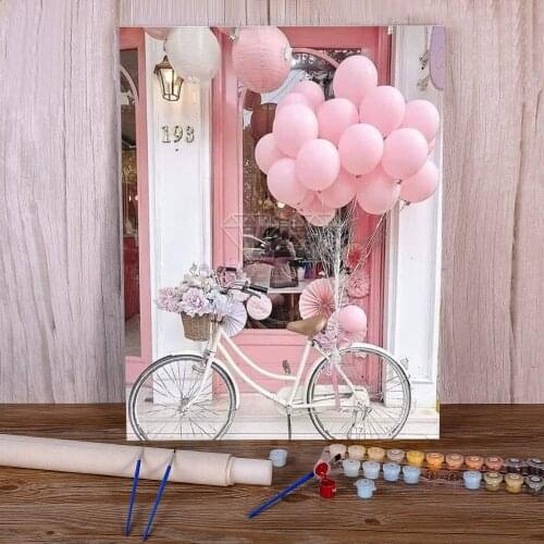 Landscape Flower Car Eiffel Tower Painting By Numbers Kit Oil Paints 50*70 Canvas Painting Wall Decoration Children Drawing