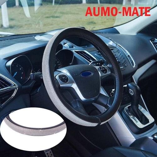 Novel Shinning Crystal Car Steering Wheel Cover Soft Leather with Beautiful Rhinestones Cool Auto Accessories