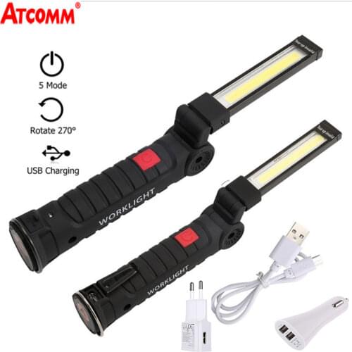 5W 10W Rechargeable LED Work Lights Portable Hand Lamp 800 Lumen 5 Modes COB LED Spotlight With Magnetic Base IP44