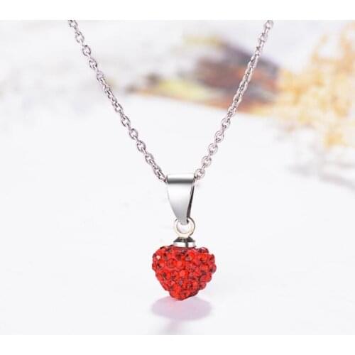 Simple Red Love Heart 925 Sterling Silver Clavicle Chain Literary Temperament Personality Female Necklace SNE352