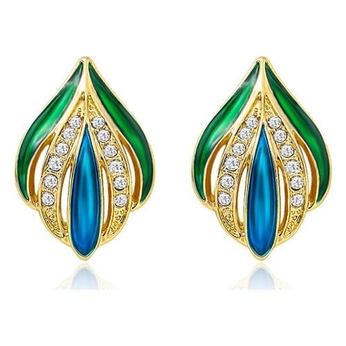 New Niche Exaggerated Personality Baroque Contrast Retro Petal Earrings Jewelry Crystal Beautiful High-end Earrings Brincos