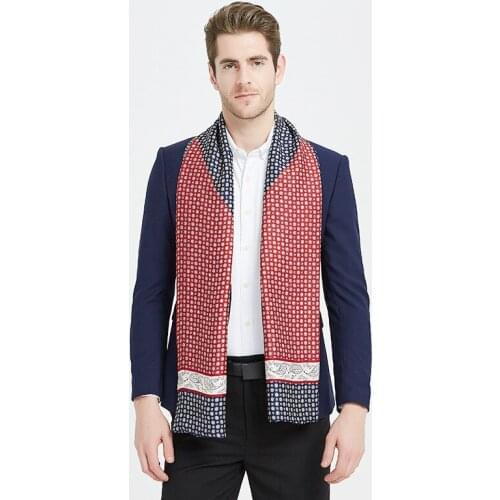 2021The new Europe and the United States men silk scarves long double men scarf