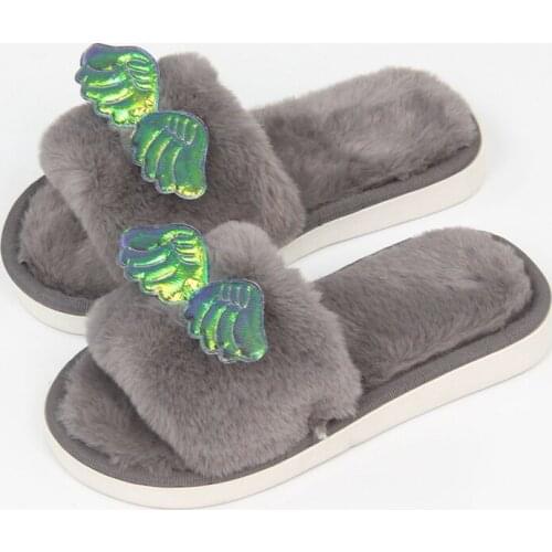 Winter Wings Slippers Kids Toddler Girl Flip Flop Baby Boys Fur Slides Cotton Indoor Shoes Warm Fluffy House Children Slippers