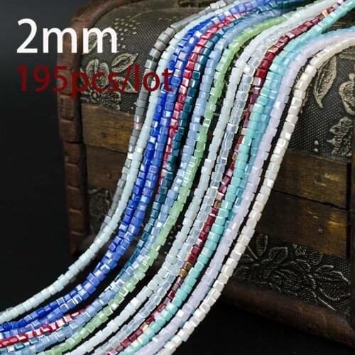 High Quality Hot New 2mm Crystal Square Shape Cube Austria Faceted Loose Spacer Round Glass Beads for Jewelry Making 195Pcs/lot