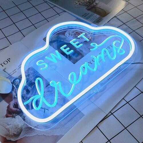 Dream LED Neon Light Sign Letters Neon Sign Panel Holiday Christmas Party Wedding Decorations Home Wall Decor Neon Lamp Gifts