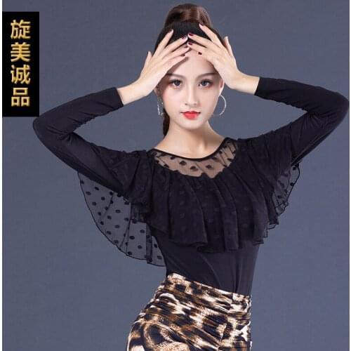 Dance training, womens new top long-sleeve Latin dance dress, national standard modern dance top YR0908