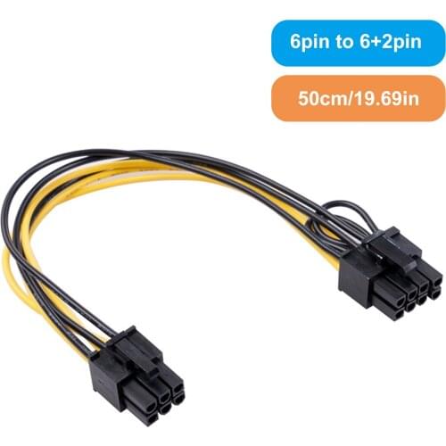 Extension Cable 6 Pin Female to 8 Pin (6+2) Female Power Adapter Cable Power Supply with PCIe 6 Pin Port 5557