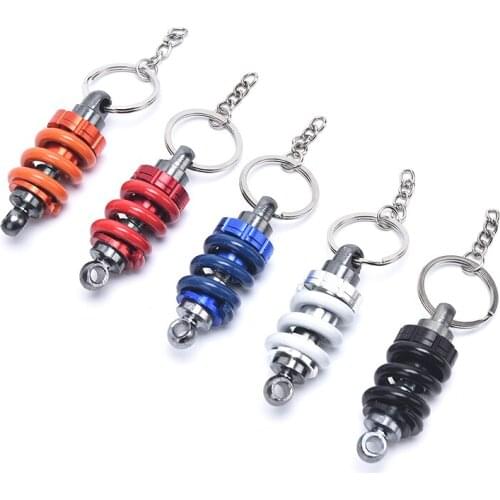 Universal Adjustable Alloy Car Interior Suspension Keychain Spring Car Tuning Part Shock Absorber Keyring Gift
